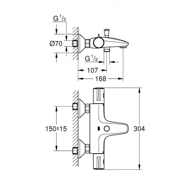 Baterie cada-dus GROHTHERM 800 cu termostat GRO34567000 Grohe - Img 2