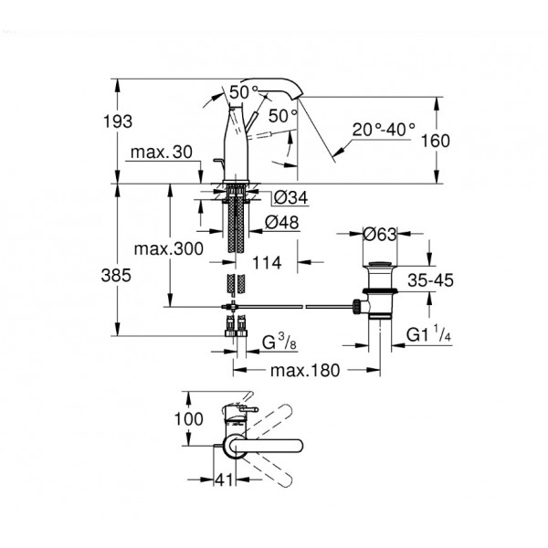 Baterie lavoar Essence New M-size GRO23462001 Grohe - Img 2