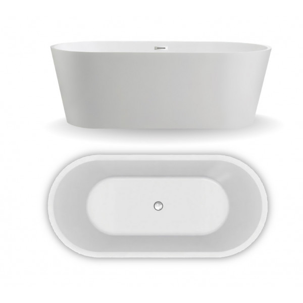 Cada freestanding ovala, alba din acril, 150x75 cm, MB100 Lari, Becrisa - Img 2