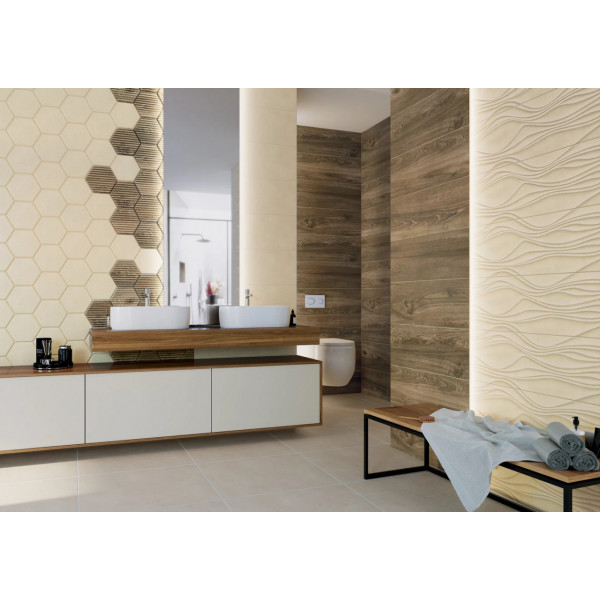Faianta SERENE BIANCO STR alba, rectificata, baie bucatarie 25x75cm Paradyz - Img 2