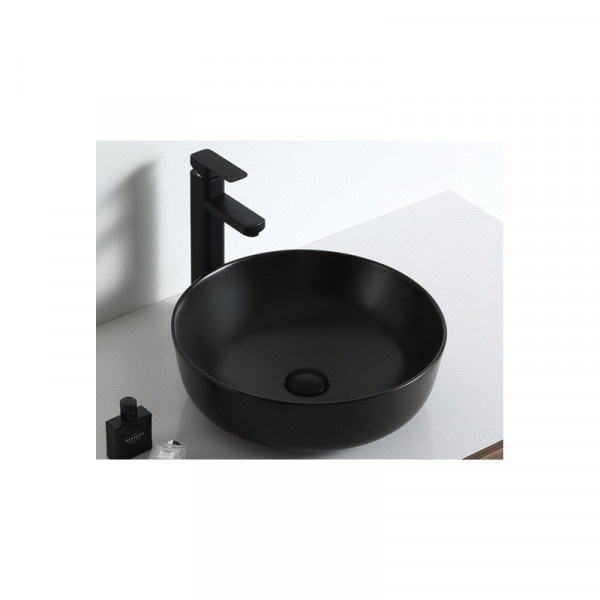 Lavoar baie pe blat Amereta,negru rotund din ceramica diametru 41,5 cm, Fluminia - Img 2