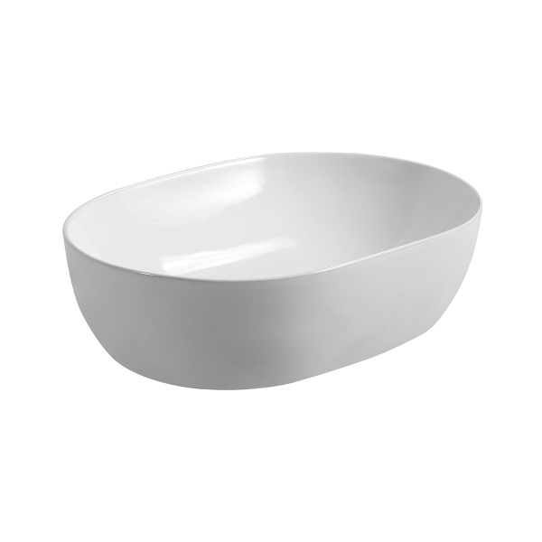 Lavoar baie pe blat Eternity, oval, alb, din ceramica, 49 x 37 x 13 cm, Anahita - Img 4