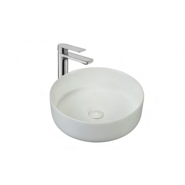 Lavoar baie pe blat Eternity, rotund, alb mat, din ceramica, 36 x 36 x 12,5 cm, Anahita - Img 3