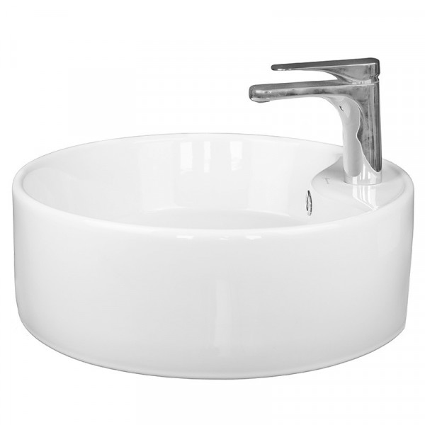Lavoar baie pe blat IBIZA GRANDE NEW, rotund, alb din ceramica 46.5cm Fluminia - Img 4