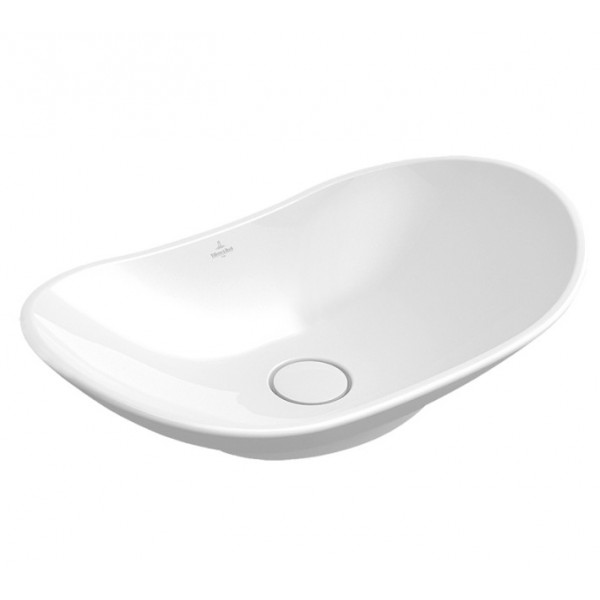 Lavoar baie pe blat My Nature, oval alb din ceramica 61cm CeramicPlus Villeroy &amp; Boch - Img 2