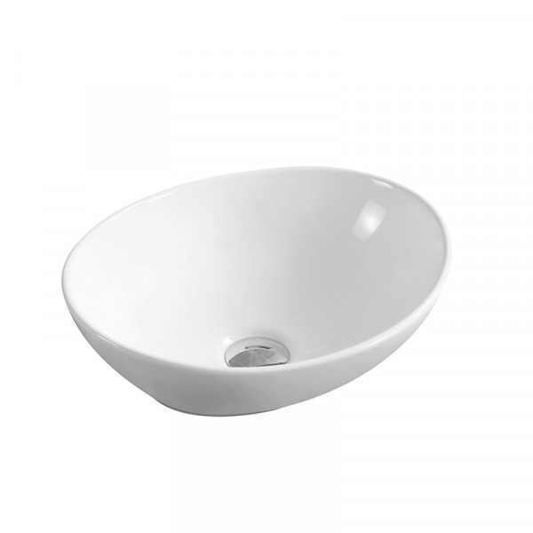 Lavoar baie pe blat RIO, oval, alb din ceramica, 41x33x14.5 CBA082 Fluminia - Img 4