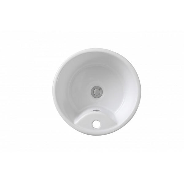 Lavoar freestanding Art, alb, cu orificiu pentru baterie, ceramica, 40 x 40 x 83 cm, Anahita - Img 4