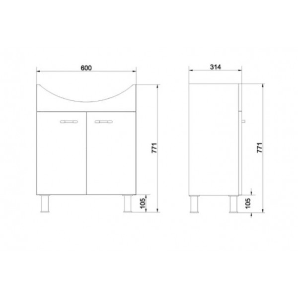 Mobilier baie cu lavoar A58 ALPINA OMEGA 65cm RR801-017-DSM - Img 3