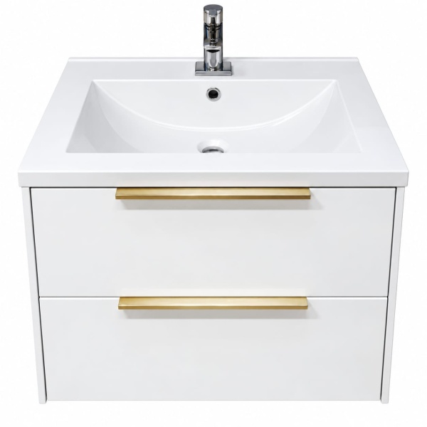 Mobilier baie suspendat alb cu manere gold Luna 60x45.5x50cm - Img 2