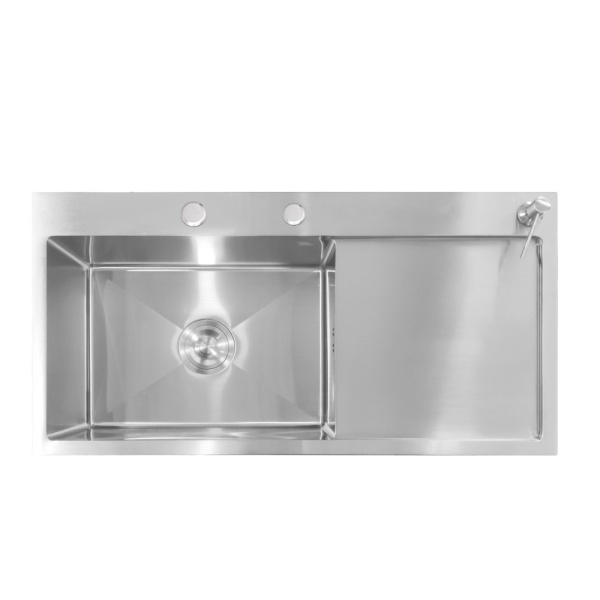 Set chiuveta bucatarie inox, satin, cu dozator detergent, 1 cuva și picurator si baterie bucatarie Anahita - Img 2
