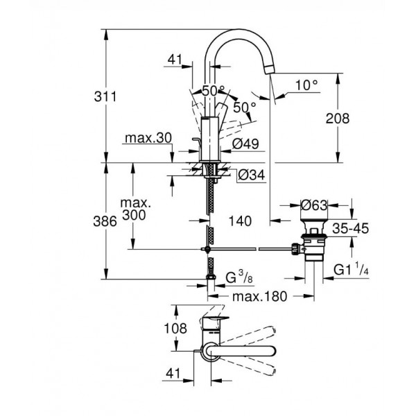 Baterie lavoar Bauedge New L-size 23760001 Grohe - Img 2