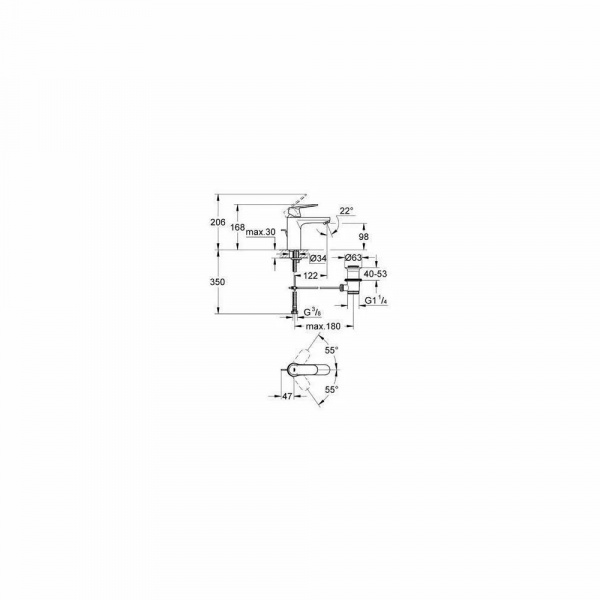 Baterie lavoar Eurosmart Cosmopolitan M crom lucios 23325000 - Img 2