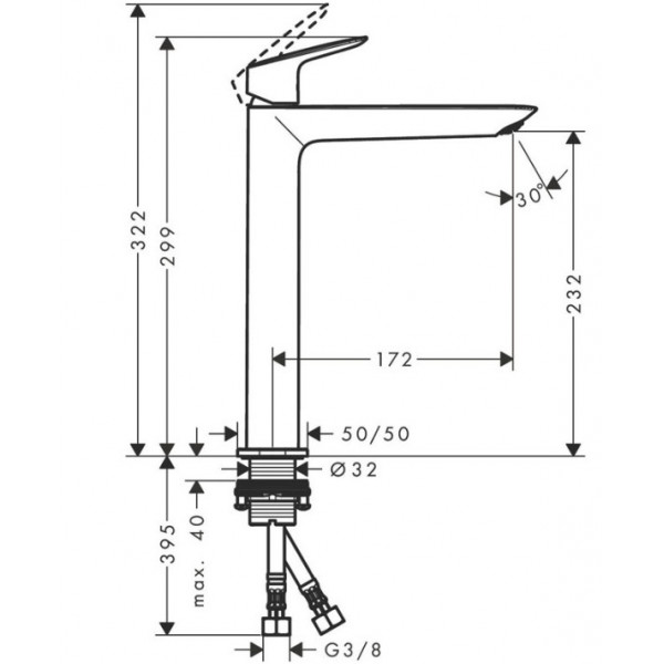 Baterie lavoar LOGIS 240 FINE fara ventil 71258000 Hansgrohe - Img 2
