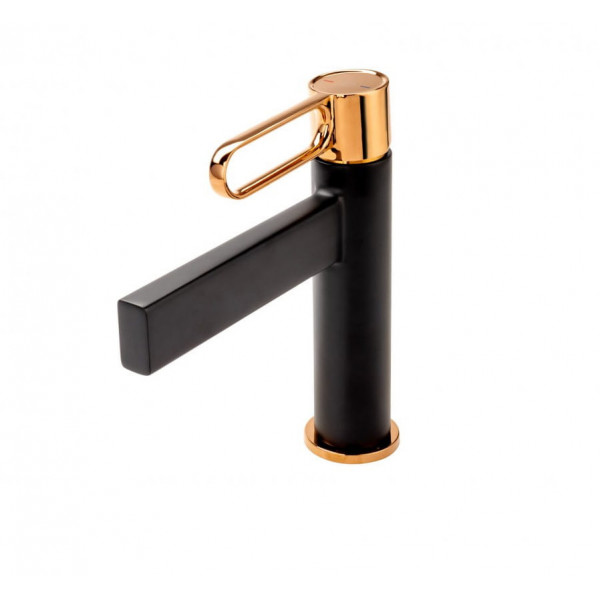 Baterie lavoar ZAFFIRO ventil click-clack negru-roz auriu