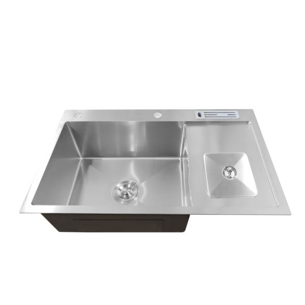 Chiuveta bucatarie cu o cuva, inox, satin, cu cos de gunoi si suport cutite, 78 x 48 x 22 cm, Anahita - Img 3