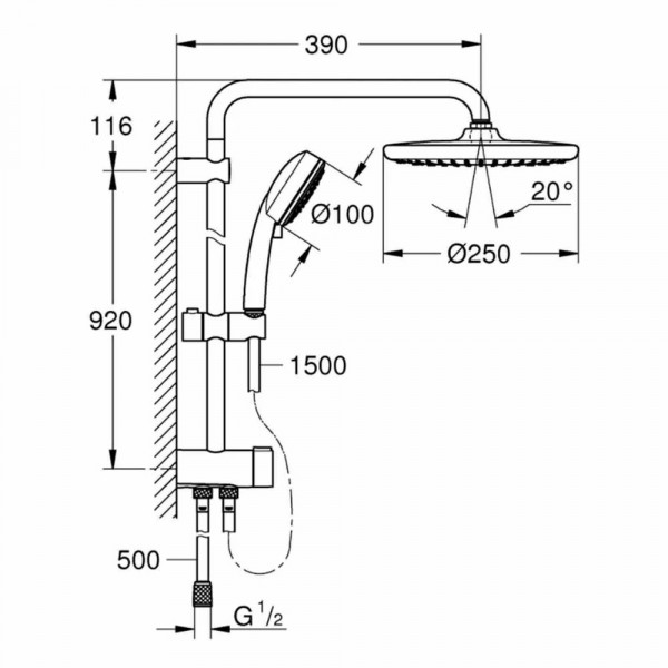 Coloana de dus Tempesta Cosmopolitan 250 fara baterie 26675000 Grohe - Img 2