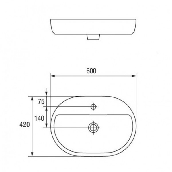 Lavoar baie pe blat Caspia oval alb din ceramica 60x42cm Cersanit - Img 5