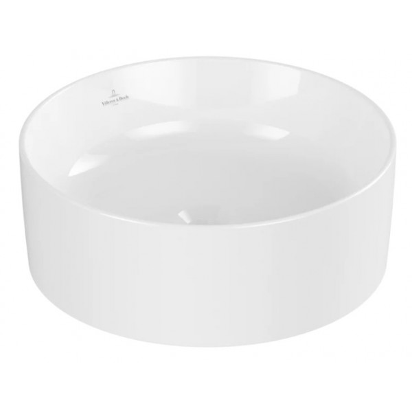 Lavoar baie pe blat Collaro, rotund alb din ceramica 40cm Villeroy&amp;Boch 4AA184001 - Img 2