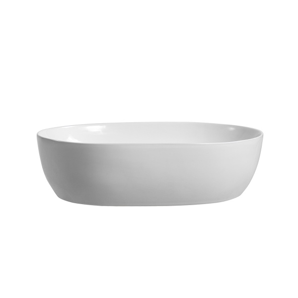 Lavoar baie pe blat Eternity, oval, alb, din ceramica, 49 x 37 x 13 cm, Anahita - Img 5