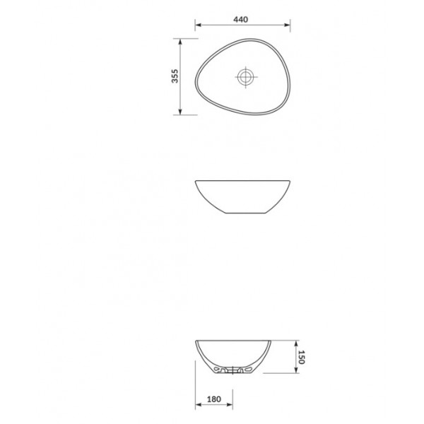 Lavoar baie pe blat Moduo, asimetric alb din ceramica 45cm K116-051 Cersanit - Img 3