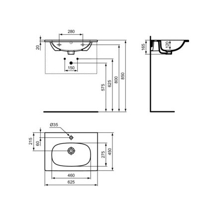 Lavoar incastrat Tesi, dreptunghiular negru din ceramica Ideal Standard - Img 4
