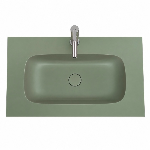 Mobilier baie suspendat cu lavoar Olivia verde mat 80x46x52cm - Img 3