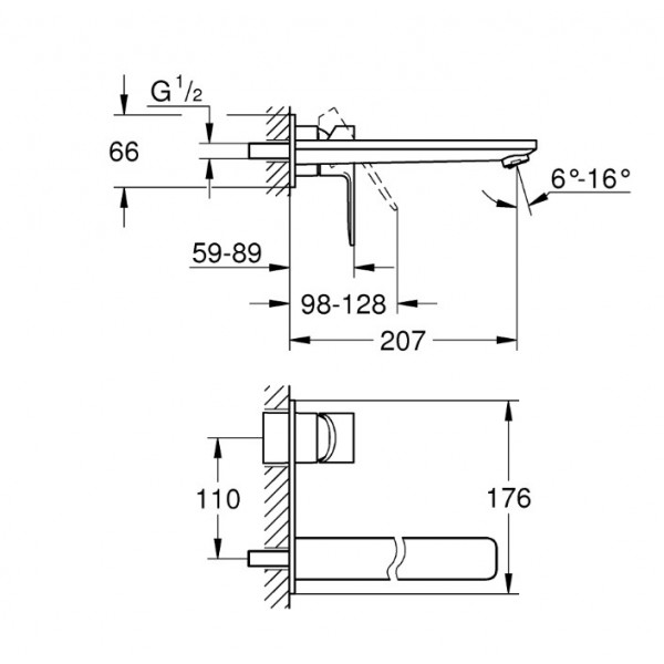 Ornament baterie lavoar perete Lineare 23444001 Grohe fara corp incastrat - Img 2
