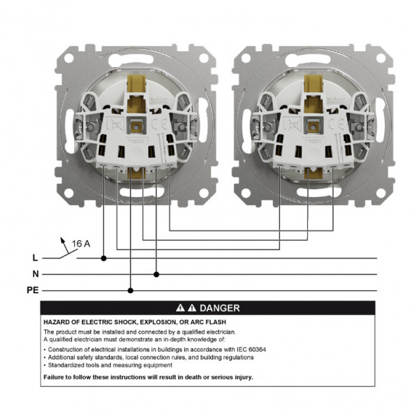 Priza Sedna Design 2P+E cu obturatoare SDD111021 Schneider - Img 4