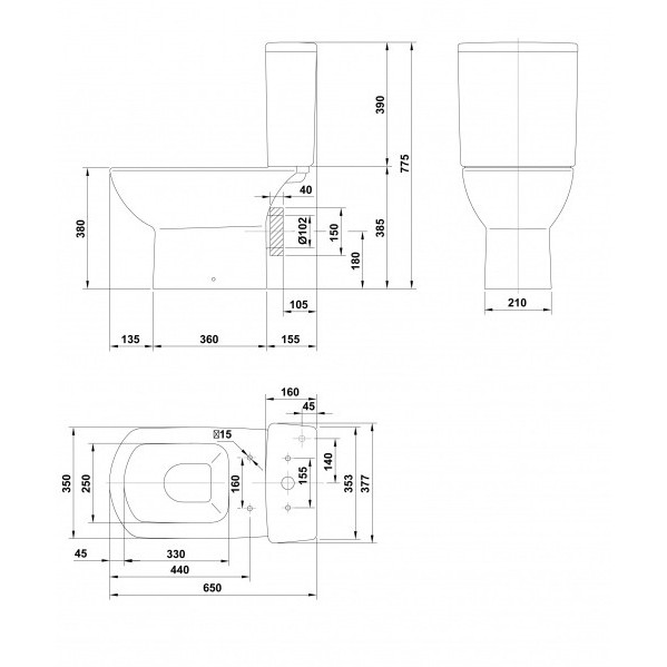 Rezervor WC SMART BTW 3/4.5L | alimentare stanga jos GAL2558101 Gala - Img 3