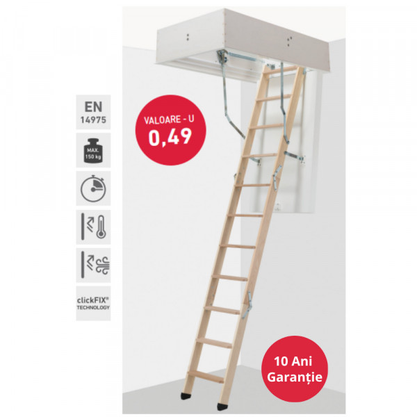 Scara mansarda izolata DOLLE CLICK FIX 76 GOLD - izolatie 7cm 70x120cm
