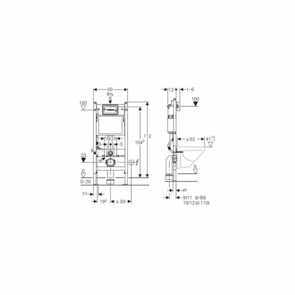 Set rezervor wc incastrat cu set fixare si clapeta crom dreptunghiulara Geberit Duofix Delta 458.128.21.1 - Img 2