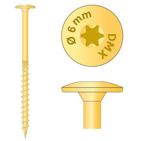 Surub lemn pentru constructii cu cap plat Ø 6mm - Img 3