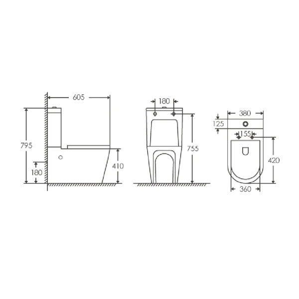 Vas WC stativ Lumia Anahita, alb, evacuare orizontala, rimless, 60,5 x 38 x 79,5 cm, capac soft close inclus - Img 3