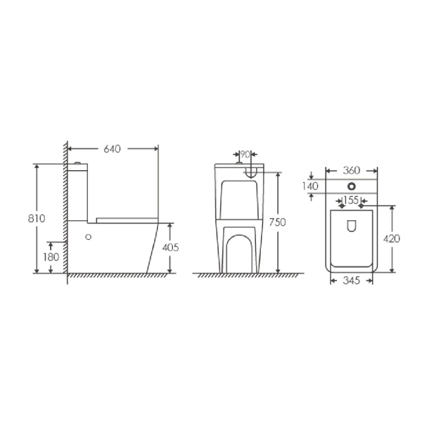 Vas WC stativ Rivera Anahita, alb, evacuare orizontala, 64 x 36 x 81 cm, rezervor si capac WC soft close inclus - Img 2
