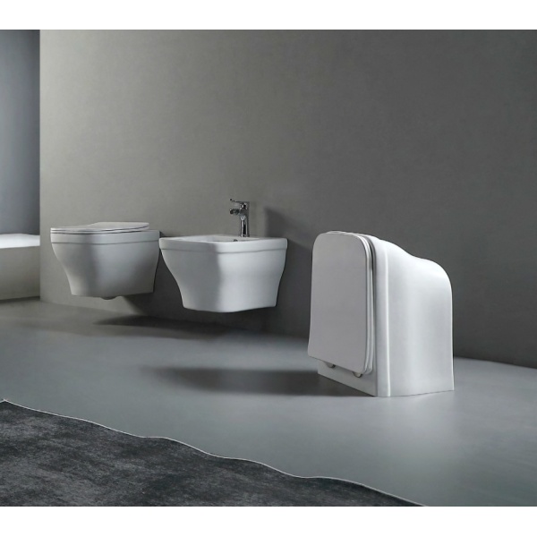 Vas WC suspendat Rimless cu capac Soft Close, 52 x 36,5 x 32 cm, alb, Elegance, Anahita - Img 2