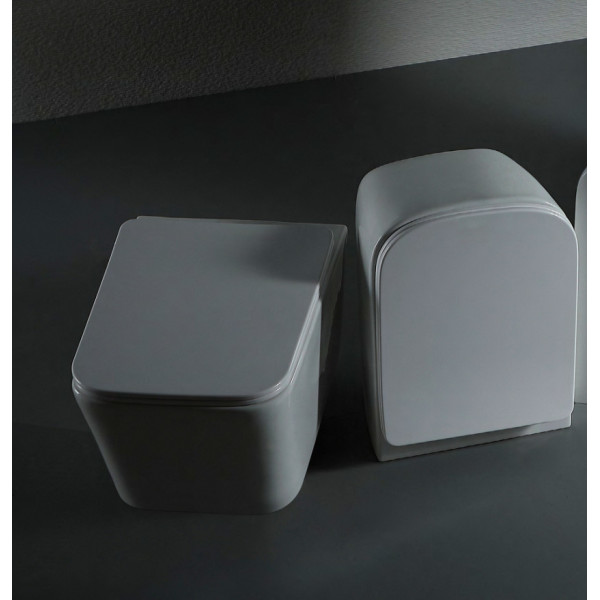 Vas WC suspendat Rimless cu capac Soft Close, 52 x 37 x 29 cm, alb, Recall, Anahita - Img 4