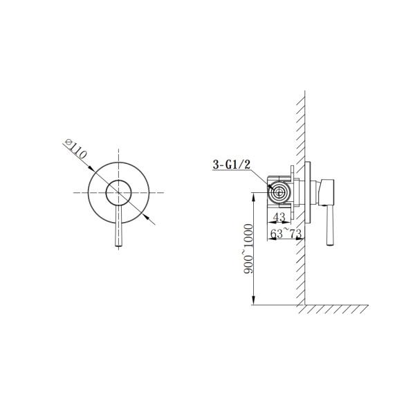 Baterie dus ingropata Slimmer Himark, negru mat, corp incastrat inclus - Img 2