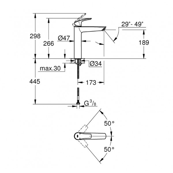 Baterie lavoar Eurosmart New XL-size Grohe 23971003 - Img 3