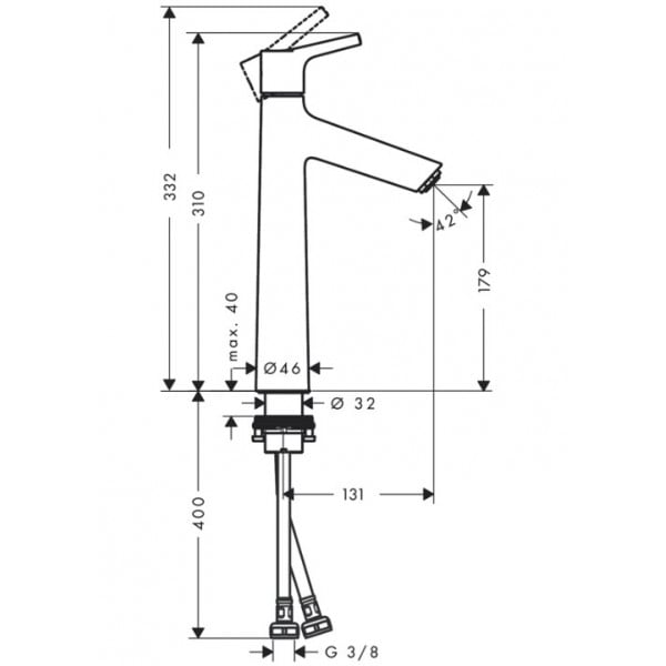 Baterie lavoar TALIS S 190 fara ventil 72032000 Hansgrohe - Img 2