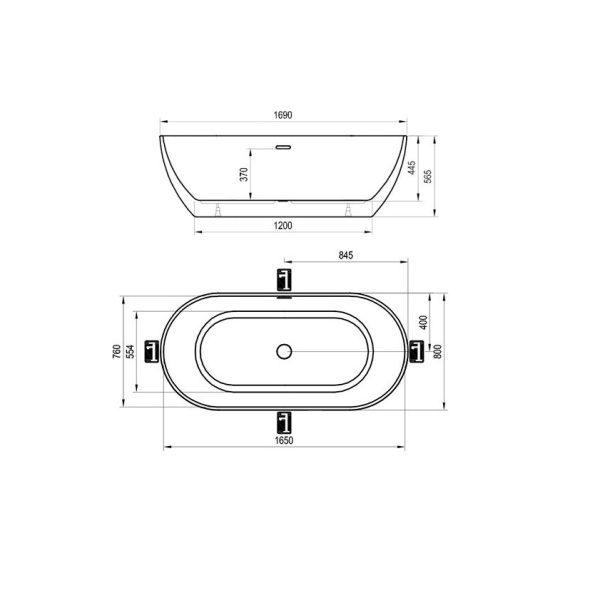 Cada freestanding ovala, alba din acril, Freedom O XC00100020, 169x80 cm, Ravak - Img 5