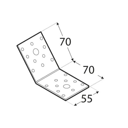 Coltar perforat in unghi de 135 grade, 70 x 70 x 55 x 2,5 mm - Img 2