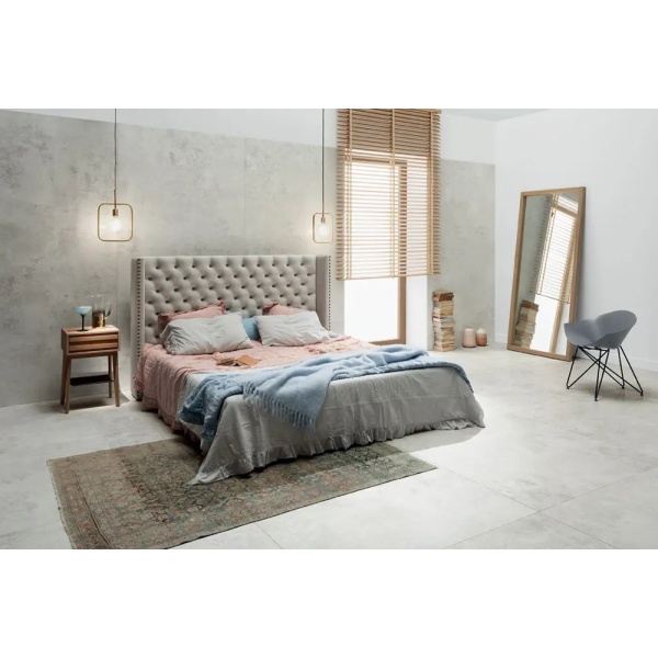 Gresie Torano White Mat, rectificata, portelanata, alb - ciment , interior - exterior 59.8x119.8cm Tubadzin - Img 2