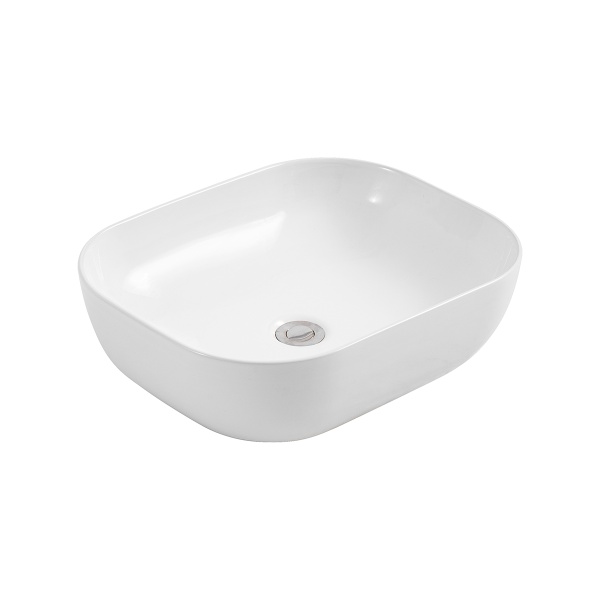Lavoar baie pe blat Elegance, dreptunghiular, alb, ceramica, 50,5 x 40,5 x 14 cm, Anahita - Img 3