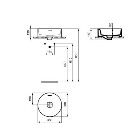 Lavoar baie pe blat Strada II, rotund alb din ceramica Ideal Standard - Img 5