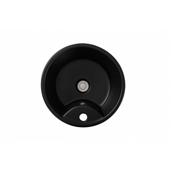 Lavoar freestanding Art, rotund, negru, cu orificiu pentru baterie, ceramica, 40 x 40 x 83 cm, Anahita - Img 3