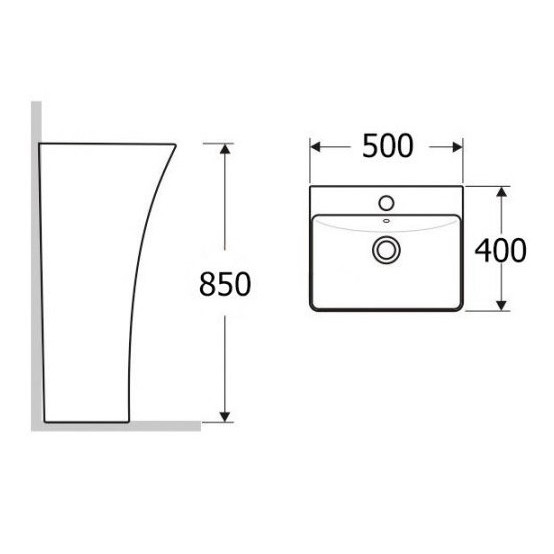 Lavoar freestanding Tanaro, dreptunghiular alb din compozit 50x40x85cm MRM630401051103 Cast Marble - Img 2