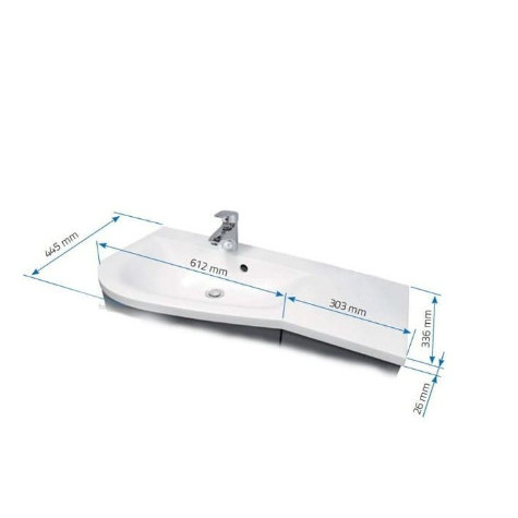 Lavoar incastrat Opal, asimetric alb din compozit 91.5x44.5cm stanga OP-90-92-L Oristo - Img 2