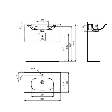 Lavoar incastrat Tesi, dreptunghiular negru din ceramica Ideal Standard - Img 5
