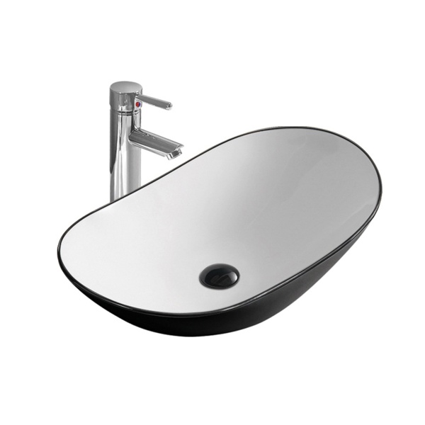 Lavoar pe blat Beauty, oval negru mat din ceramica 62x37x16cm Anahita - Img 2