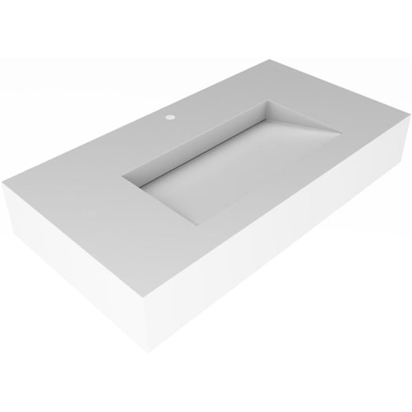 Lavoar suspendat Recall, dreptunghiular, din compozit, alb mat, 80 x 48,2 x 15,2 cm, Eweca - Img 3